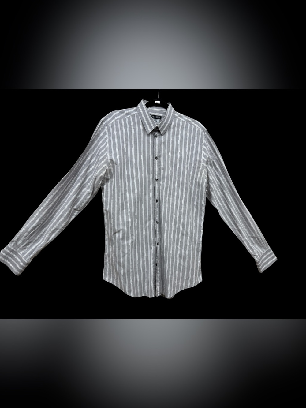 Dolce & Gabbana Men's Gray and White Striped Dress Shirt